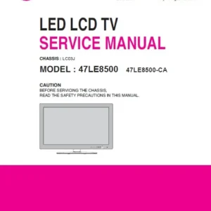 Lg 47le8500 47le8500 ca service manual cover with photo's of Beko dryers, model code and contents