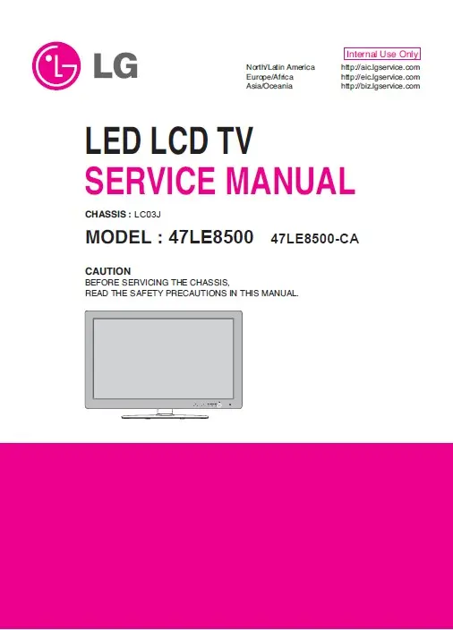 Lg 47le8500 47le8500 ca service manual cover with photo's of Beko dryers, model code and contents
