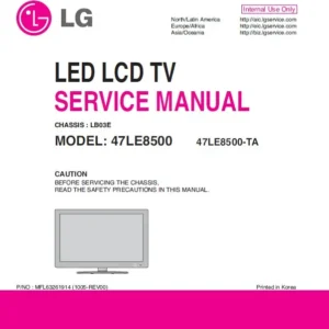 Lg 47le8500 47le8500 ta service manual cover with photo's of Beko dryers, model code and contents