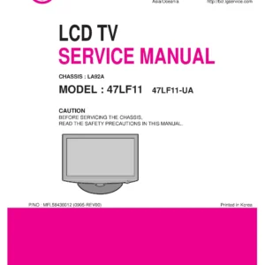 Lg 47lf11 47lf11 ua service manual cover with photo's of Beko dryers, model code and contents