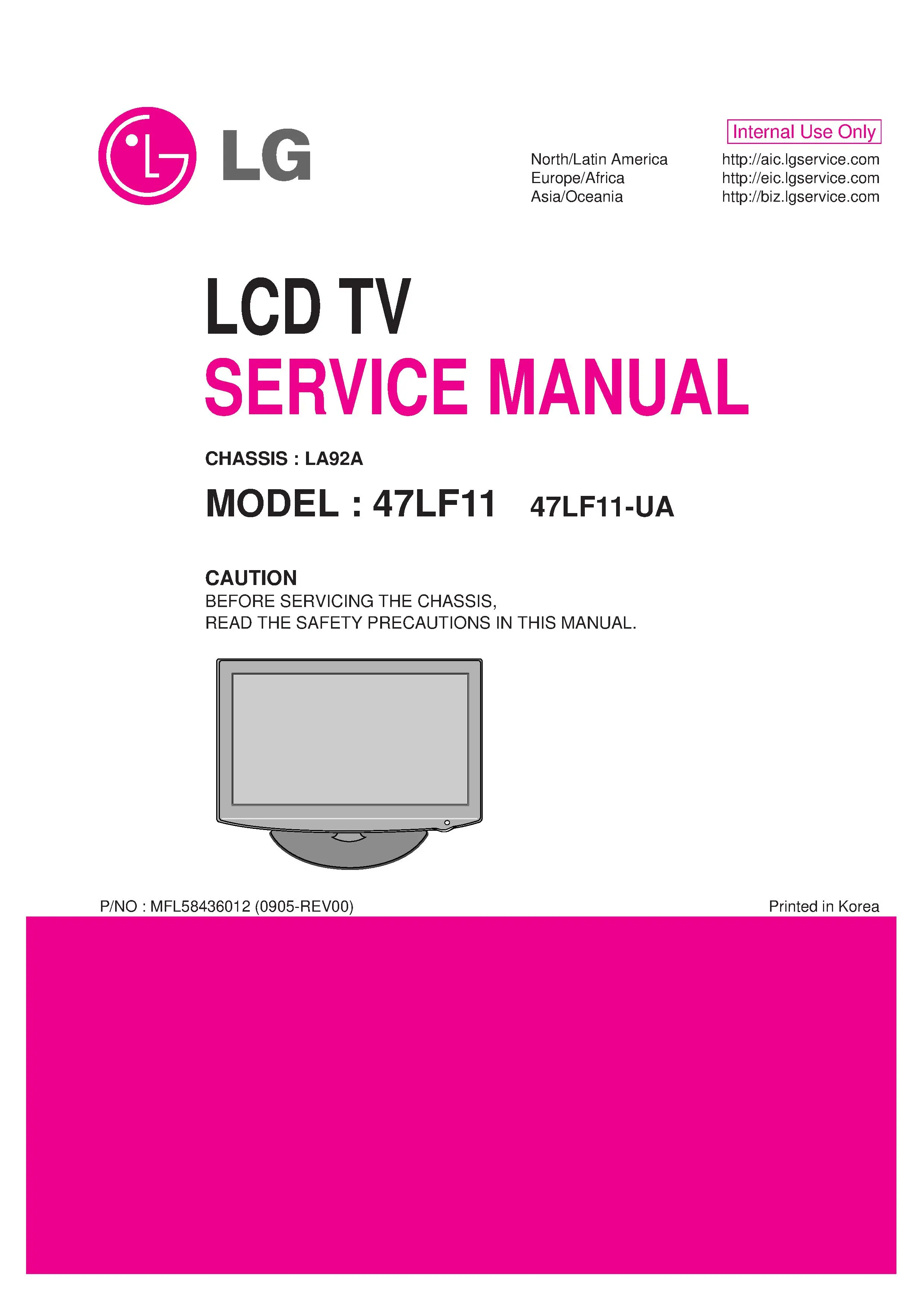 Lg 47lf11 47lf11 ua service manual cover with photo's of Beko dryers, model code and contents