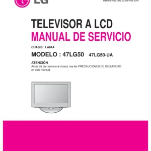 Lg 47lg50 ua es service manual cover with photo's of Beko dryers, model code and contents