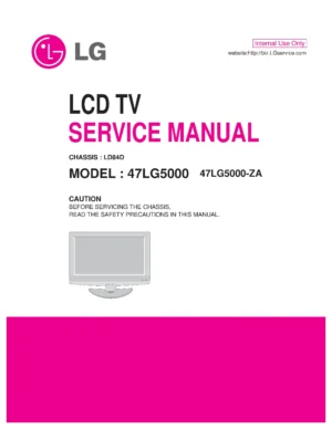 Lg 47lg5000 service manual cover with photo's of Beko dryers, model code and contents