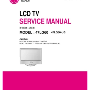 Lg 47lg60 ug service manual cover with photo's of Beko dryers, model code and contents