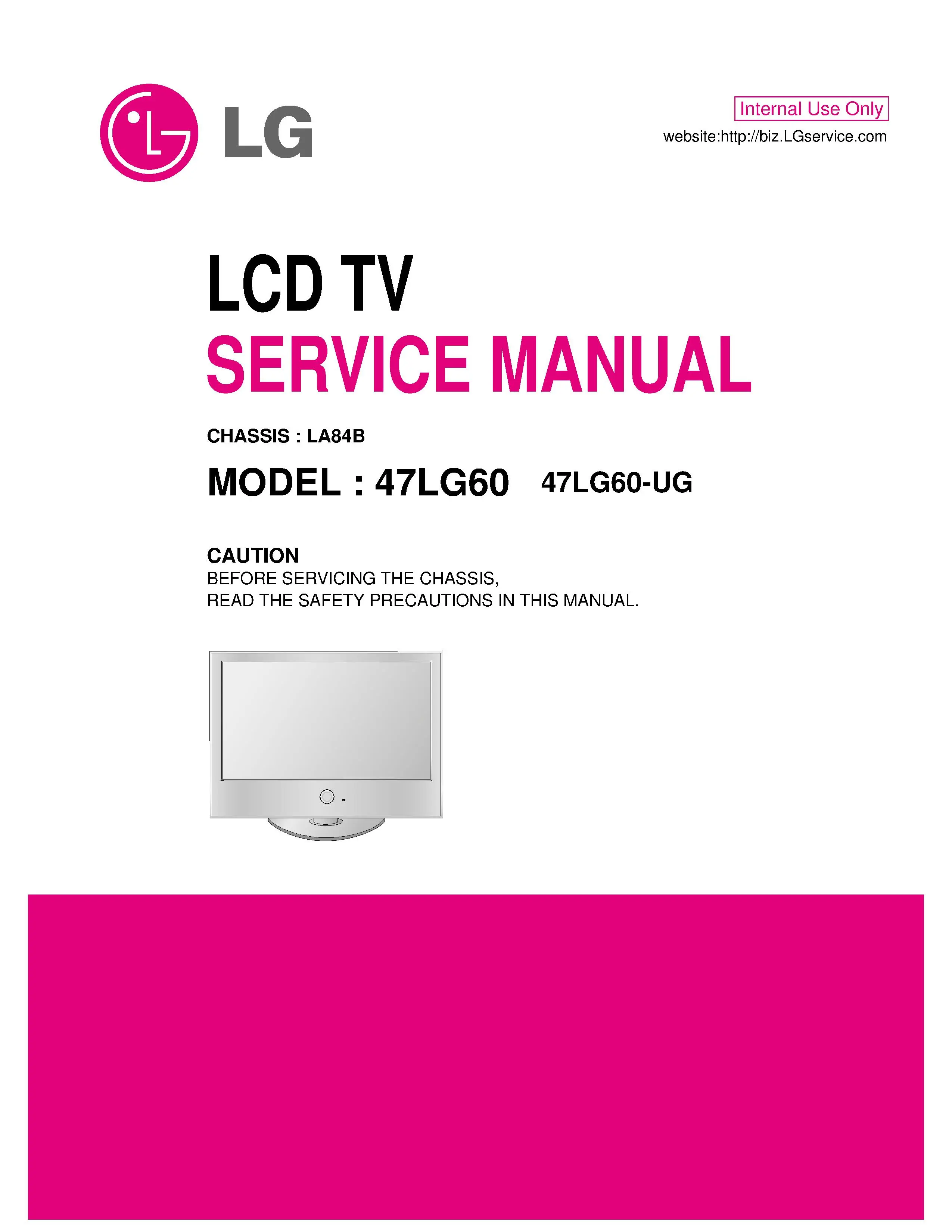 Lg 47lg60 ug service manual cover with photo's of Beko dryers, model code and contents