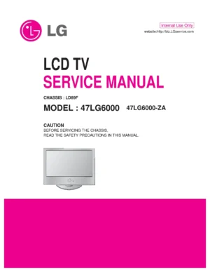Lg 47lg6000 full service manual cover with photo's of Beko dryers, model code and contents