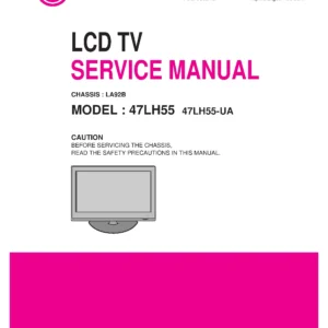 Lg 47lh55 la92b service manual cover with photo's of Beko dryers, model code and contents