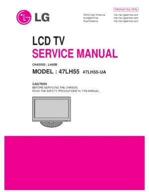 Lg 47lh55 la92b service manual cover with photo's of Beko dryers, model code and contents