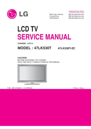 Lg 47lk530t service manual cover with photo's of Beko dryers, model code and contents