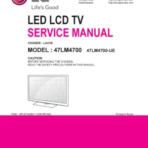 Lg 47lm4700 service manual cover with photo's of Beko dryers, model code and contents