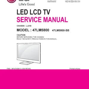 Lg 47lm5800 sb service manual cover with photo's of Beko dryers, model code and contents