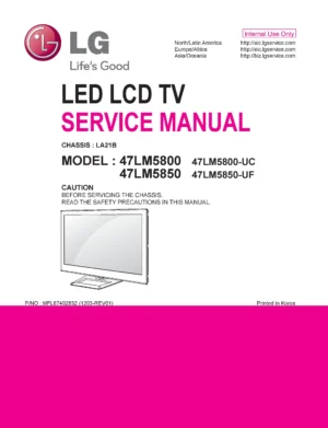 Lg 47lm5800 uc service manual cover with photo's of Beko dryers, model code and contents