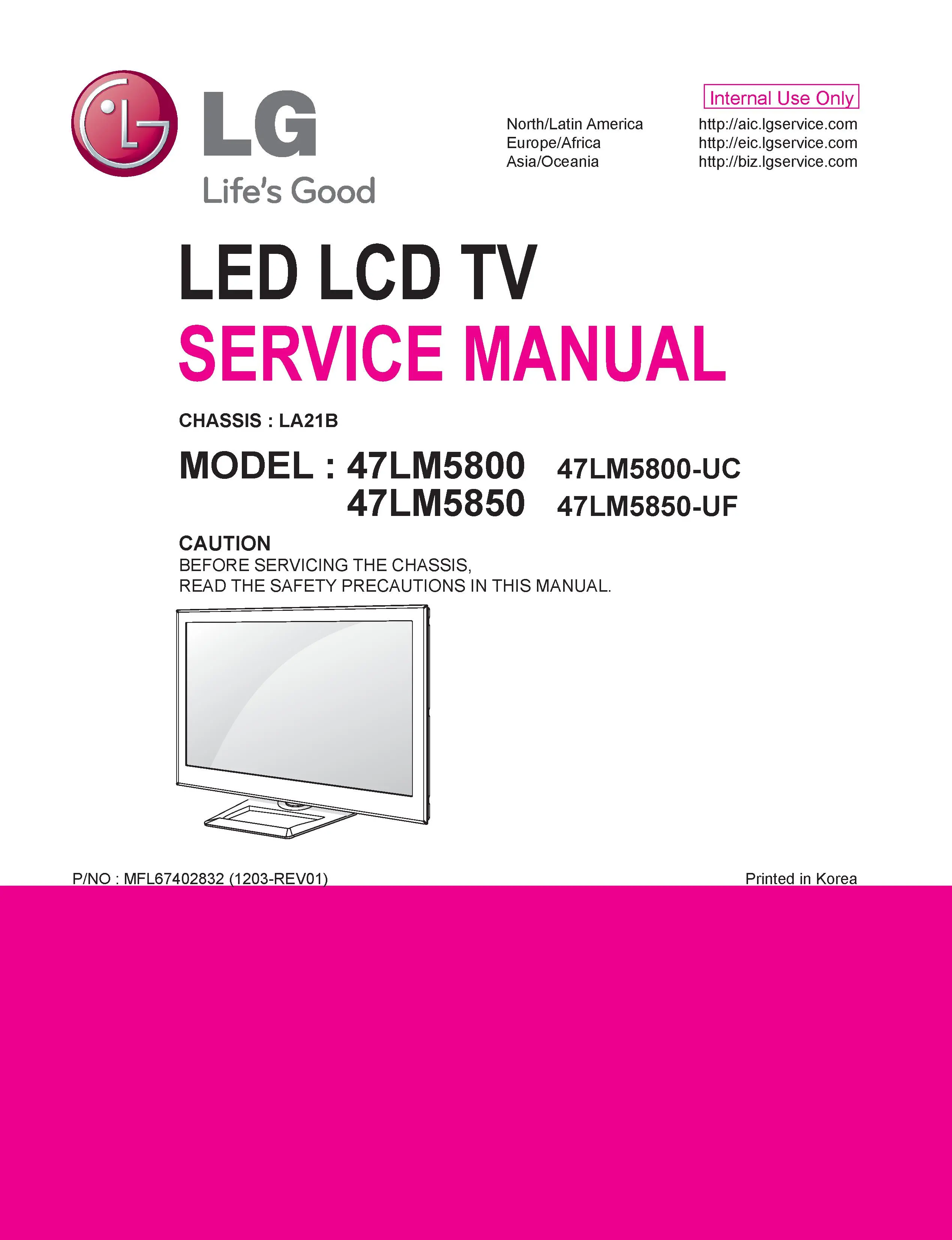 Lg 47lm5800 uc service manual cover with photo's of Beko dryers, model code and contents