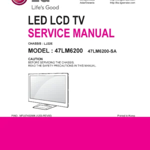 Lg 47lm6200 sa service manual cover with photo's of Beko dryers, model code and contents