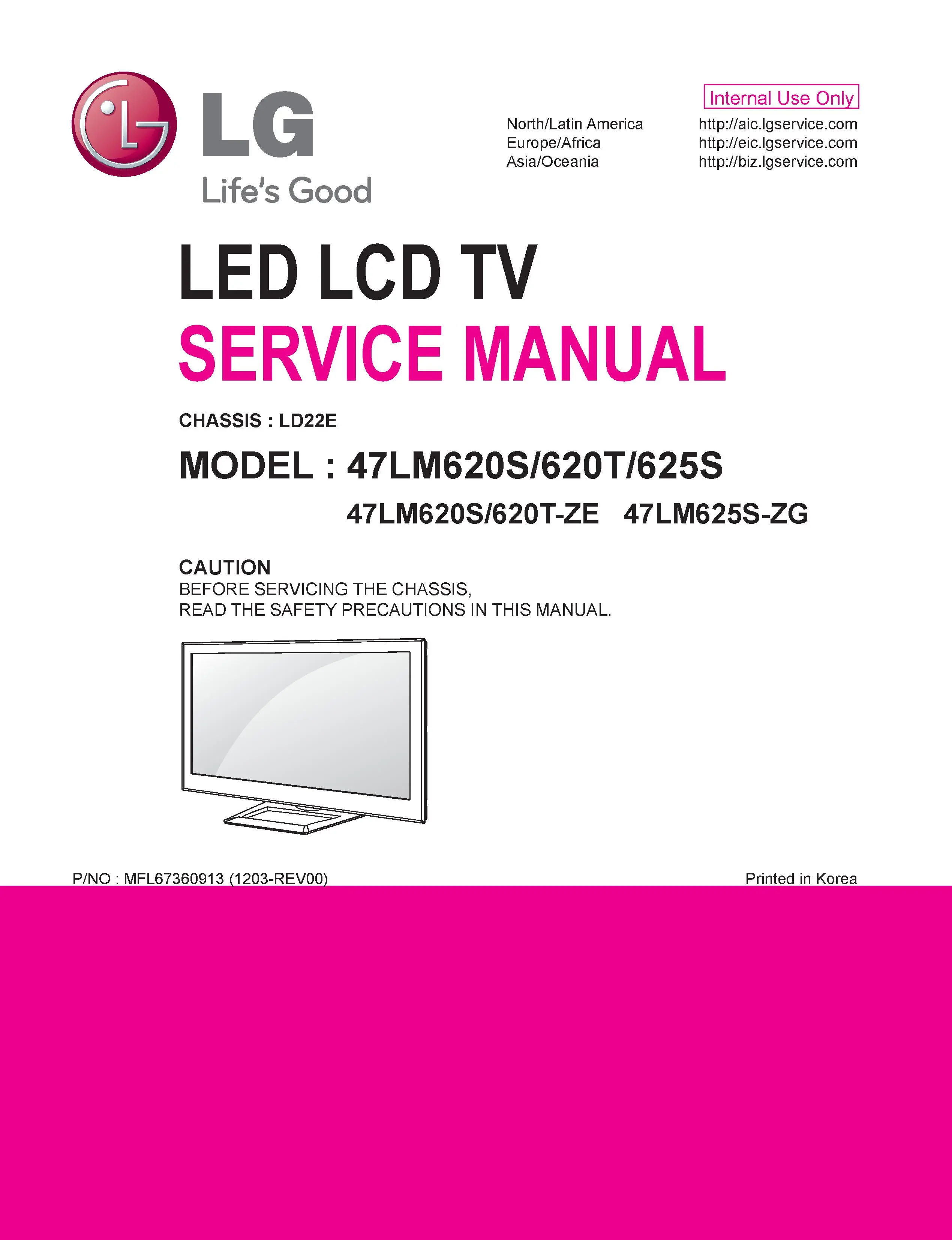Lg 47lm620t service manual cover with photo's of Beko dryers, model code and contents