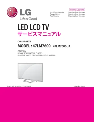 Lg 47lm7600 ja service manual cover with photo's of Beko dryers, model code and contents