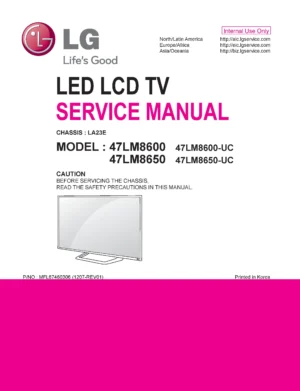 Lg 47lm8600 uc service manual cover with photo's of Beko dryers, model code and contents