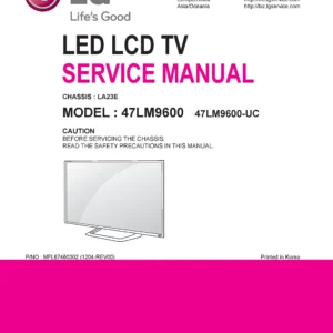 Lg 47lm9600 uc service manual cover with photo's of Beko dryers, model code and contents
