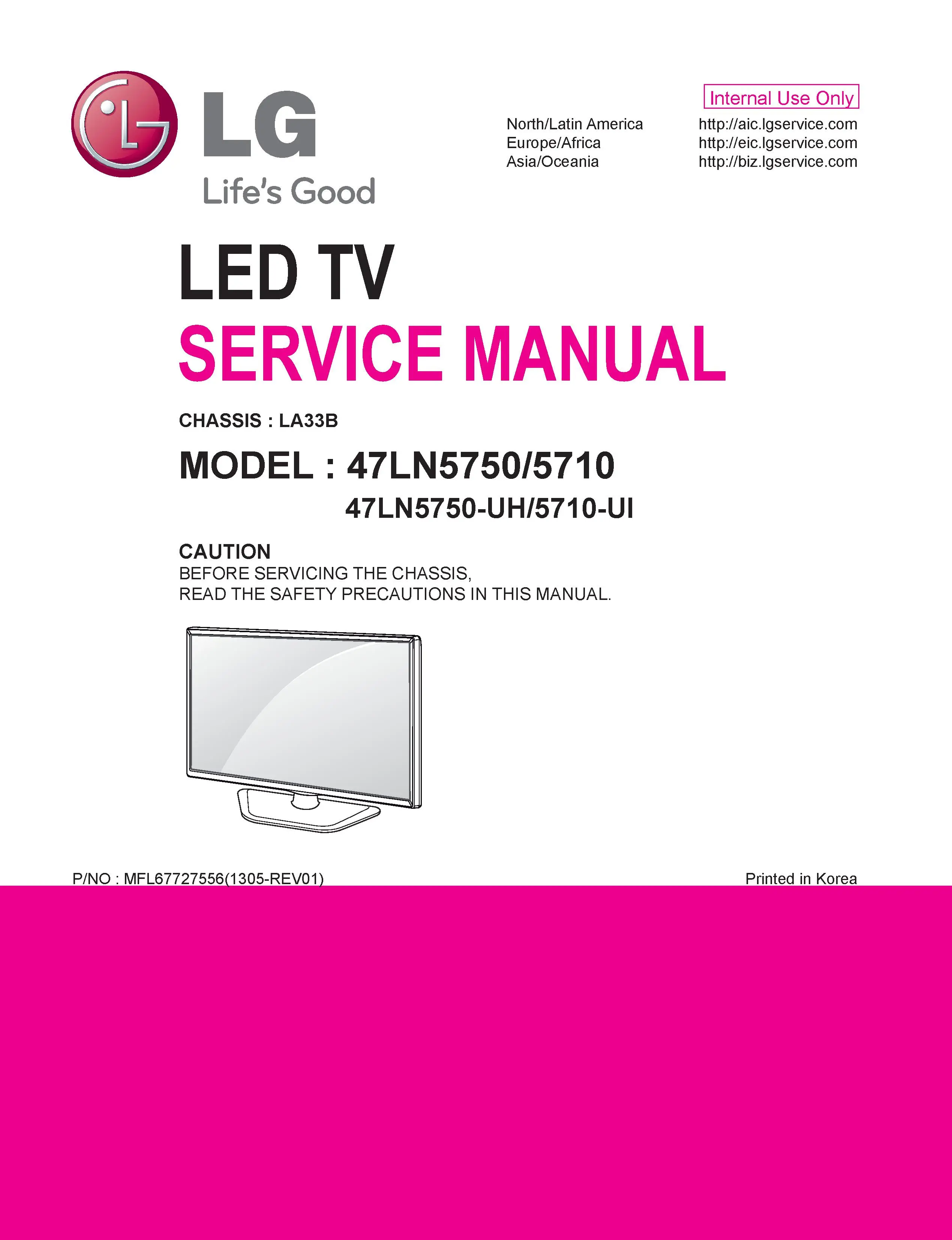 Lg 47ln5750 uh service manual cover with photo's of Beko dryers, model code and contents