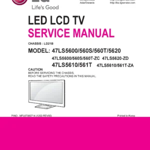 Lg 47ls5600 zc service manual cover with photo's of Beko dryers, model code and contents