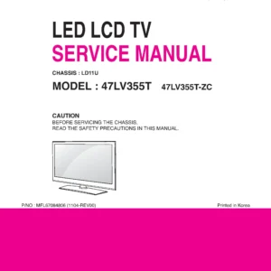Lg 47lv355t service manual cover with photo's of Beko dryers, model code and contents
