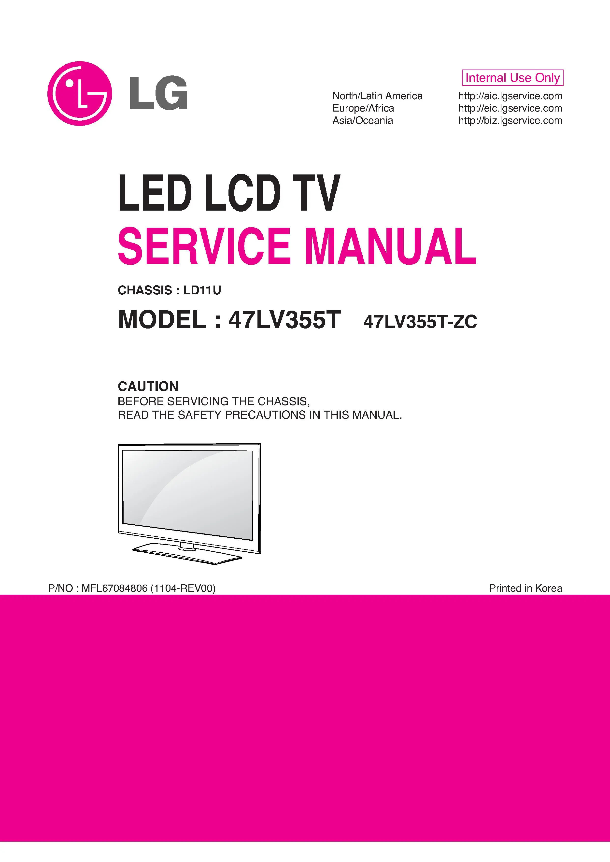 Lg 47lv355t service manual cover with photo's of Beko dryers, model code and contents