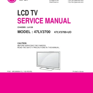 Lg 47lv3700 ud service manual cover with photo's of Beko dryers, model code and contents