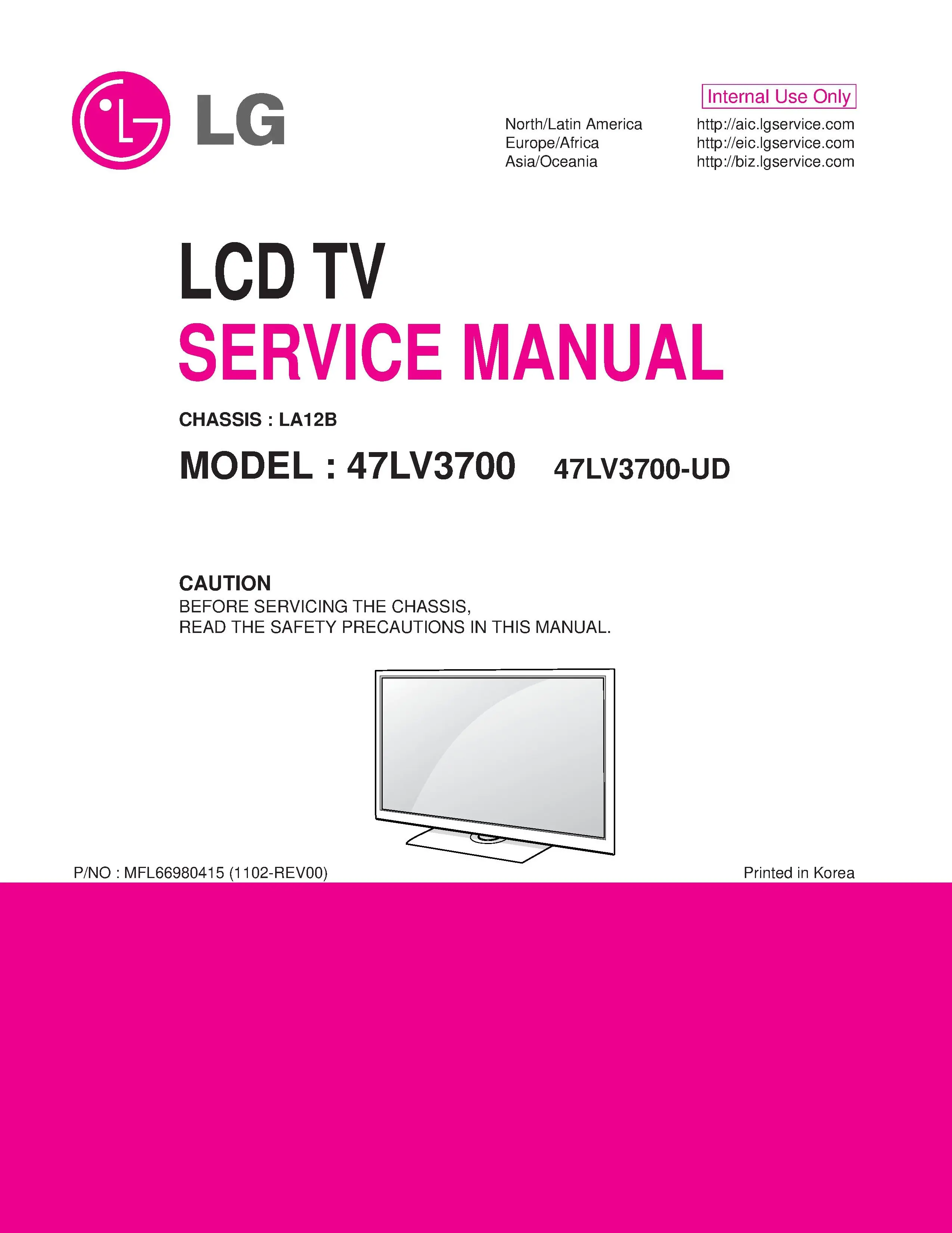 Lg 47lv3700 ud service manual cover with photo's of Beko dryers, model code and contents
