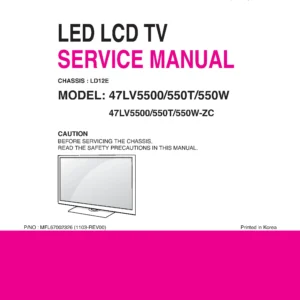 Lg 47lv5500 zc service manual cover with photo's of Beko dryers, model code and contents