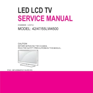 Lg 47lw4500 ca service manual cover with photo's of Beko dryers, model code and contents