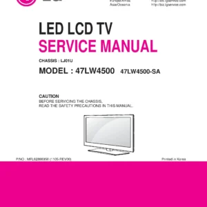 Lg 47lw4500 sa service manual cover with photo's of Beko dryers, model code and contents