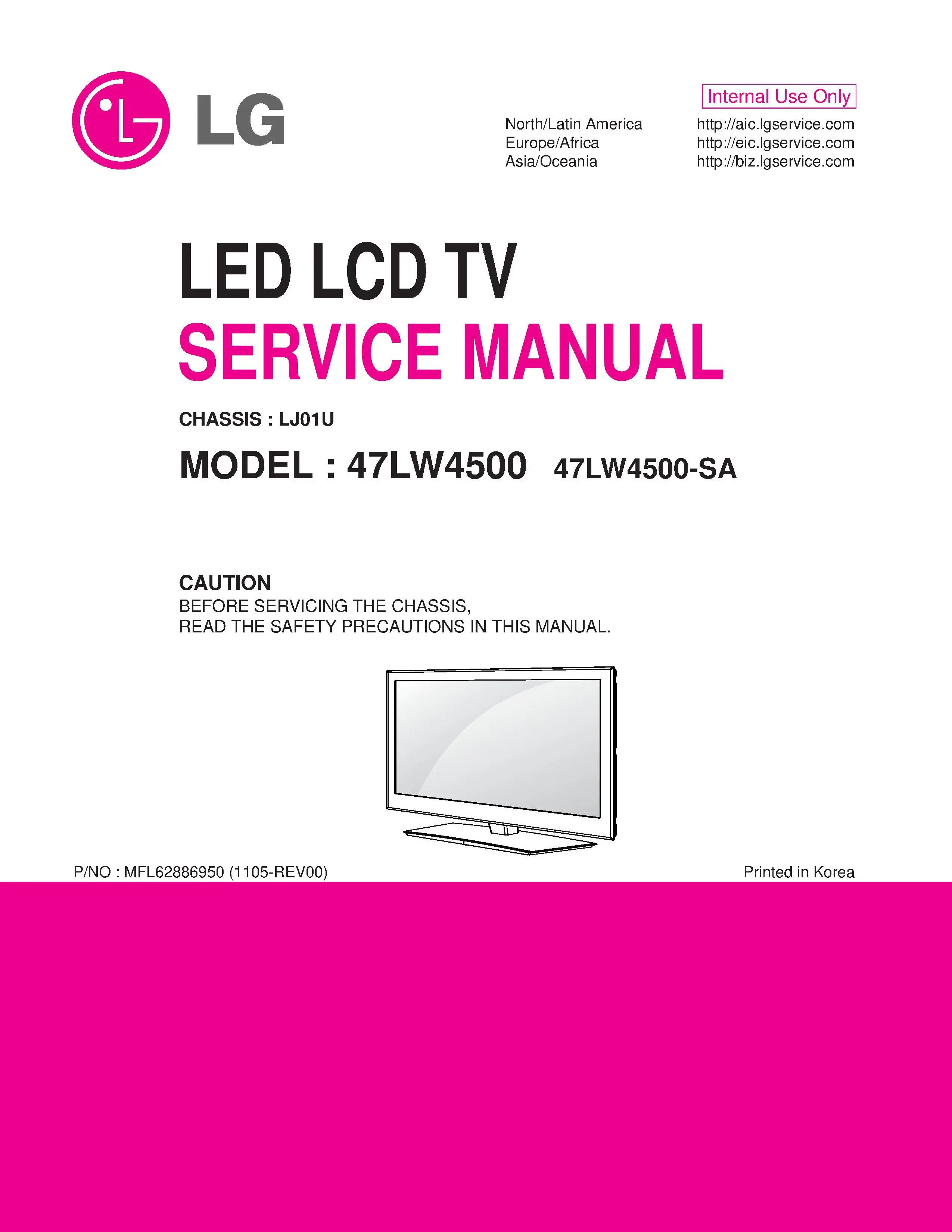Lg 47lw4500 sa service manual cover with photo's of Beko dryers, model code and contents