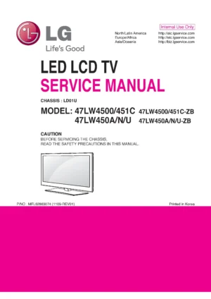 Lg 47lw450u service manual cover with photo's of Beko dryers, model code and contents