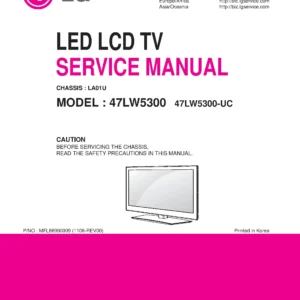 Lg 47lw5300 uc service manual cover with photo's of Beko dryers, model code and contents