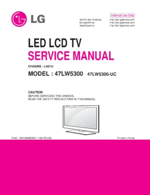 Lg 47lw5300 uc service manual cover with photo's of Beko dryers, model code and contents