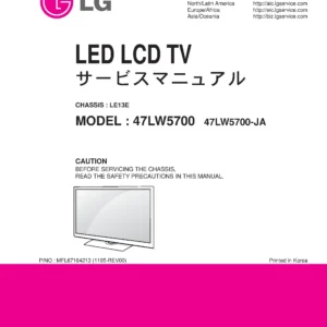 Lg 47lw5700 ja service manual cover with photo's of Beko dryers, model code and contents