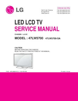 Lg 47lw5700 sa service manual cover with photo's of Beko dryers, model code and contents