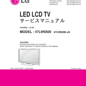 Lg 47lw6500 ja service manual cover with photo's of Beko dryers, model code and contents