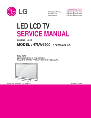 Lg 47lw6500 sa service manual cover with photo's of Beko dryers, model code and contents