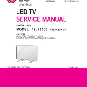Lg 49lf5100 service manual cover with photo's of Beko dryers, model code and contents