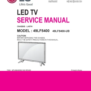 Lg 49lf5400 service manual cover with photo's of Beko dryers, model code and contents