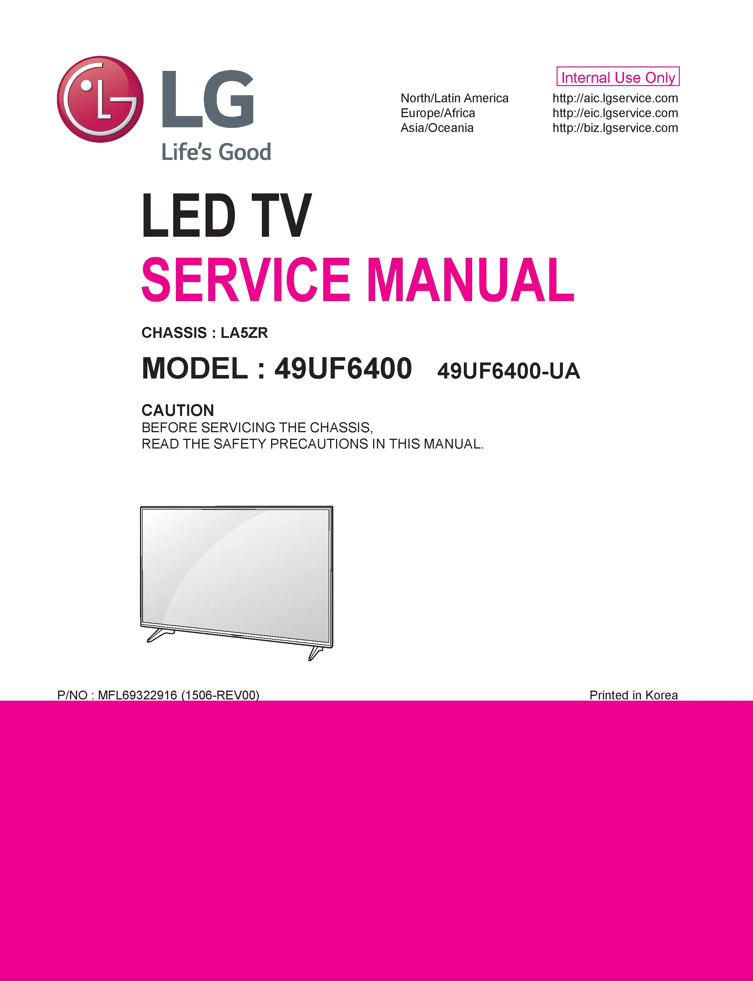 Lg 49uf6400 ua service manual cover with photo's of Beko dryers, model code and contents