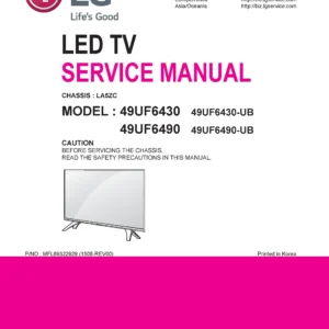 Lg 49uf6430 service manual cover with photo's of Beko dryers, model code and contents