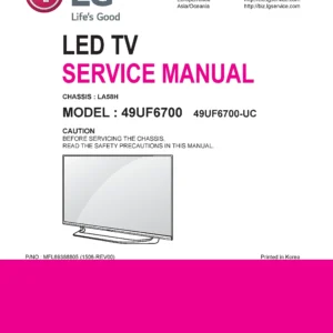 Lg 49uf6700 service manual cover with photo's of Beko dryers, model code and contents