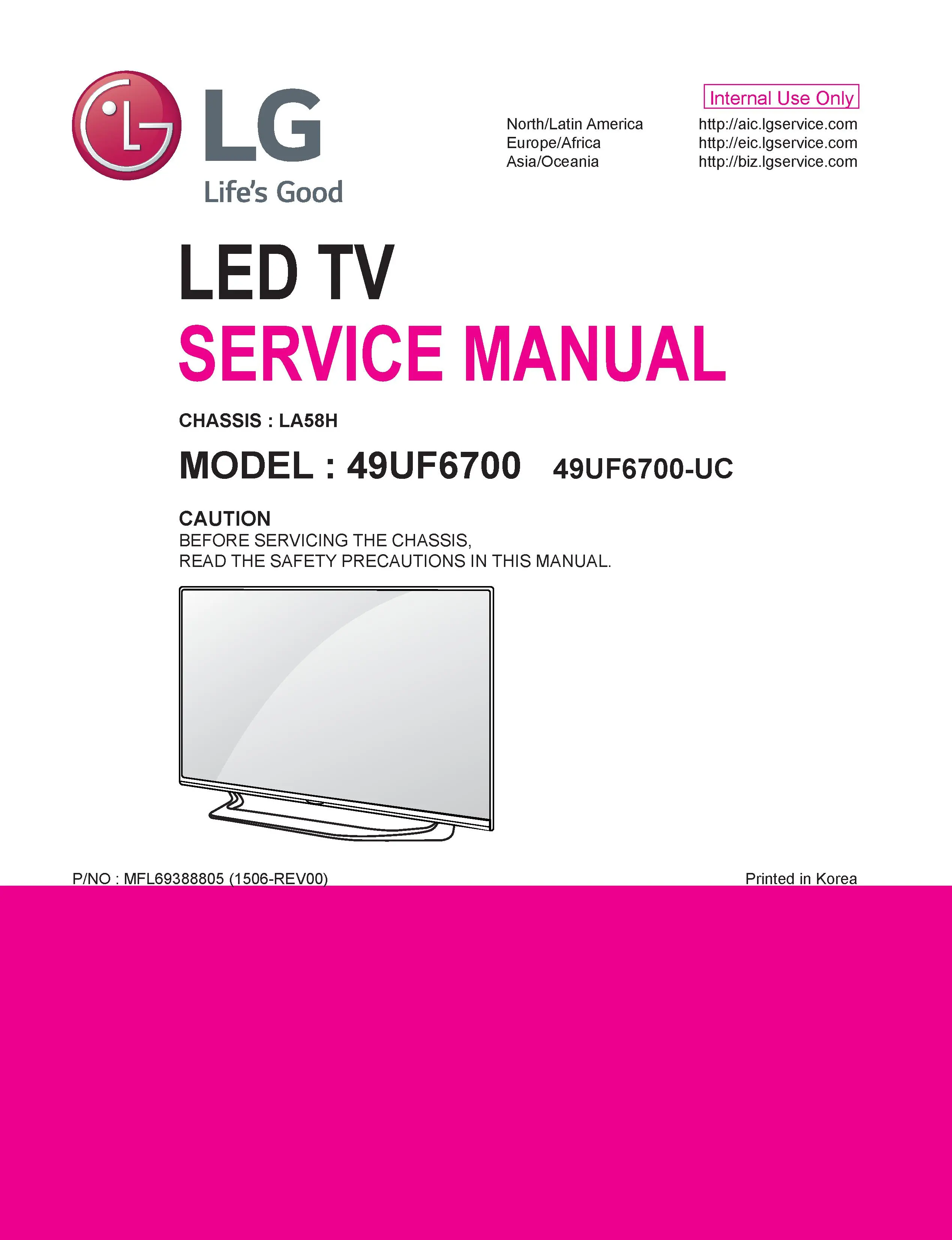 Lg 49uf6700 service manual cover with photo's of Beko dryers, model code and contents