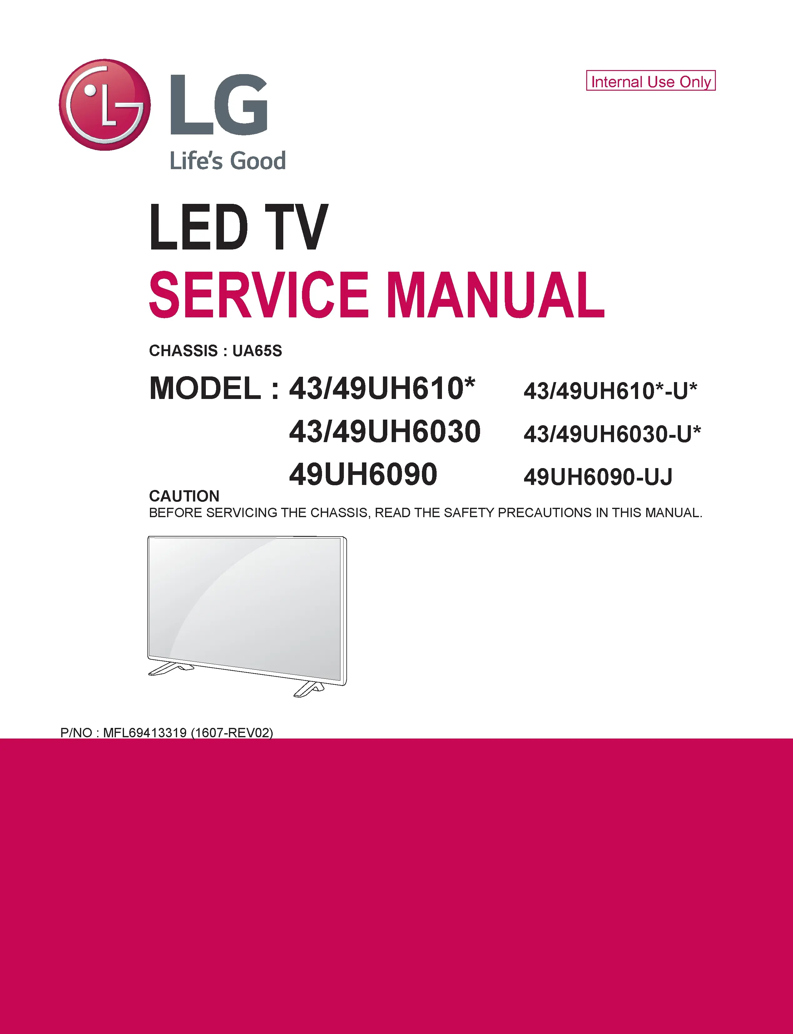 Lg 49uh6100 43uh6100 49uh6030 43uh6030 49uh6090 service manual cover with photo's of Beko dryers, model code and contents