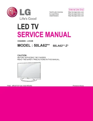 Lg 50la620s service manual cover with photo's of Beko dryers, model code and contents