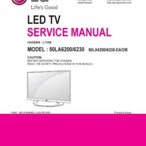 Lg 50la6230 db service manual cover with photo's of Beko dryers, model code and contents