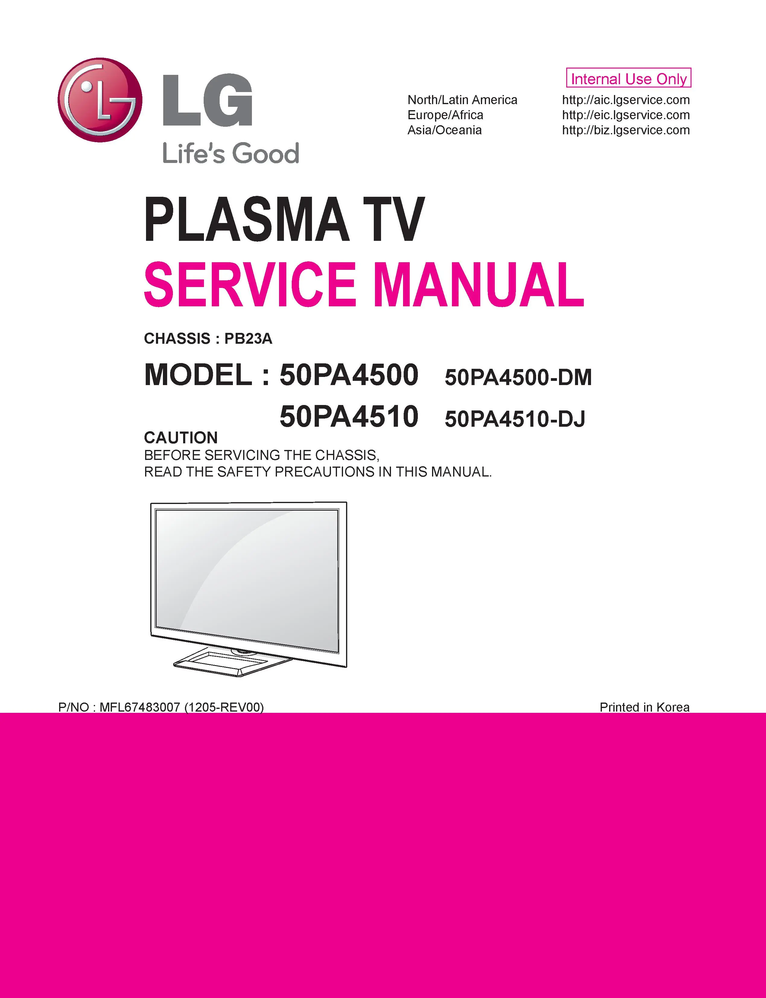 Lg 50pa4500 dm service manual cover with photo's of Beko dryers, model code and contents