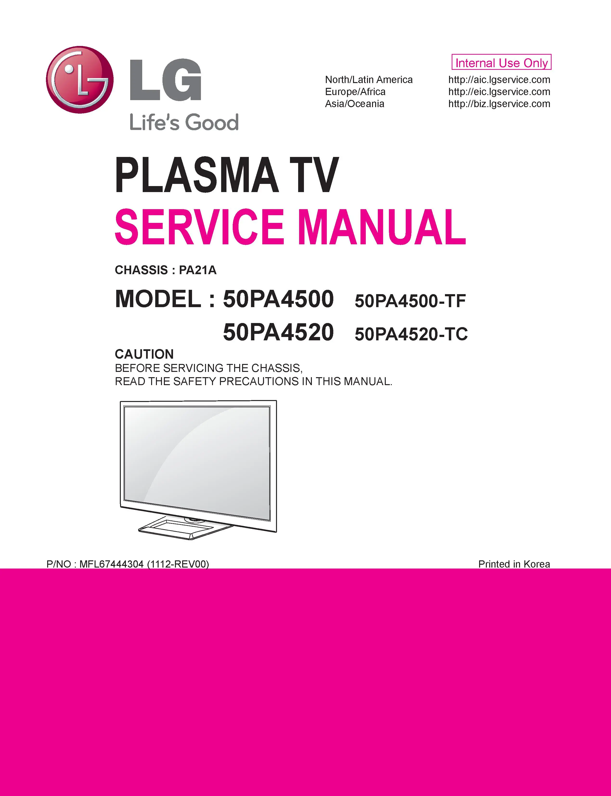Lg 50pa4500 tf service manual cover with photo's of Beko dryers, model code and contents